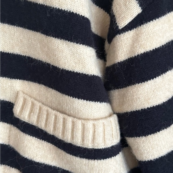 ZARA Sweater Striped Stripes Sailor Johnny Collar Navy Blue Ivory‎ Cream Size M - Picture 5 of 9